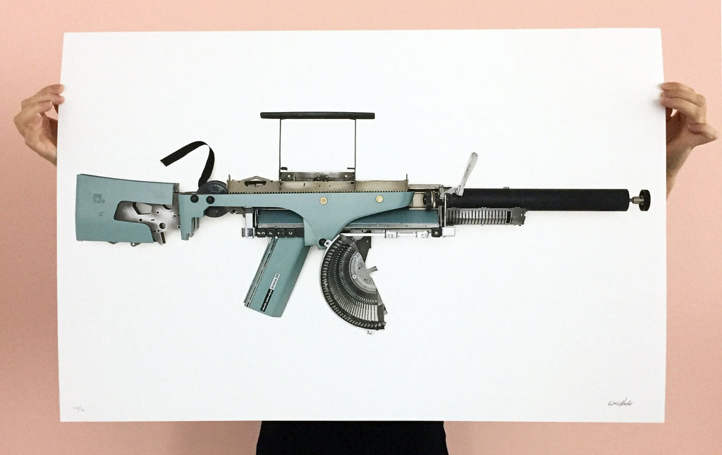 Between Life and Art: Éric Nado Typewriter Gun Prints