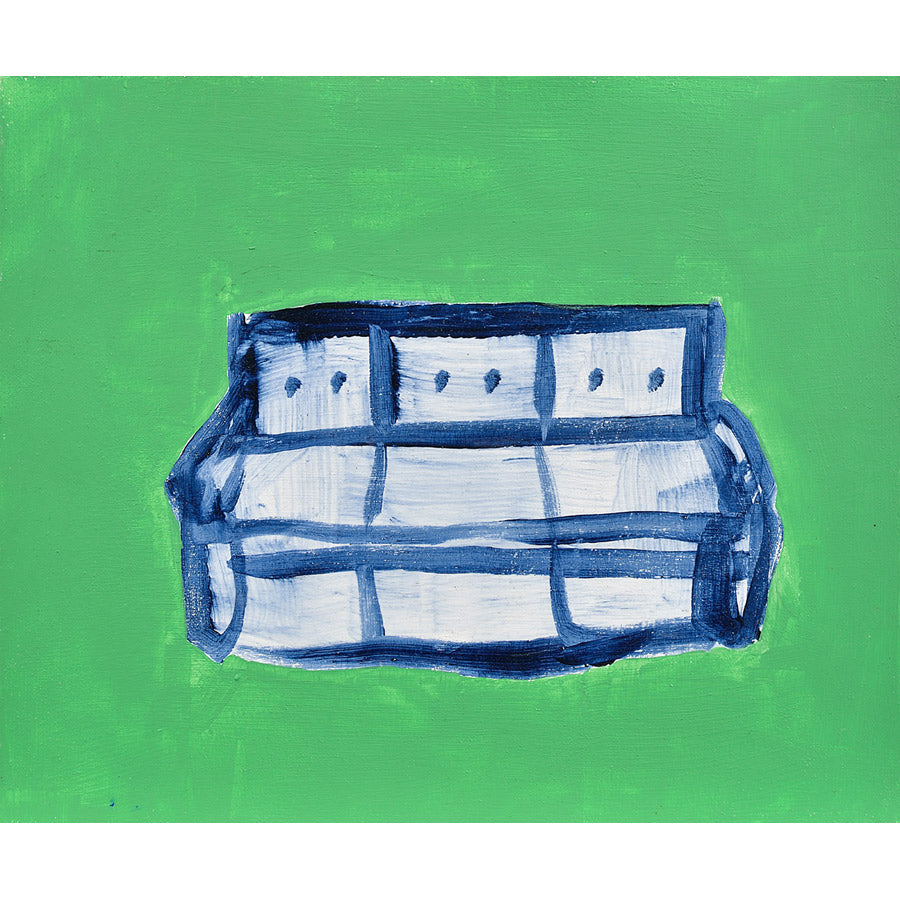 Blue Sofa in Green Room